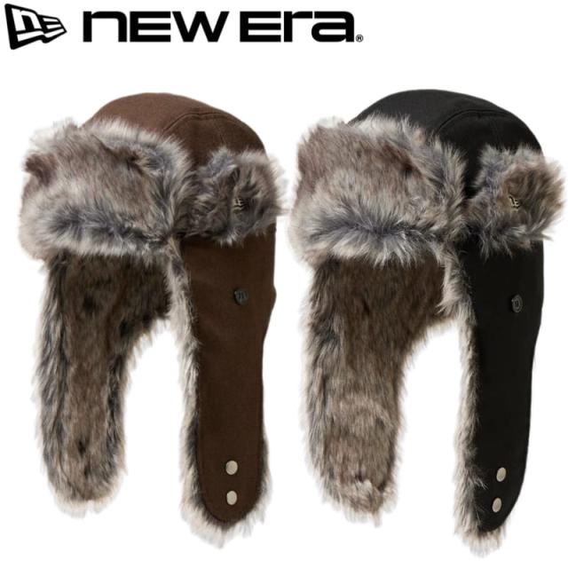 NEWERA ニューエラ 正規品 フライトキャップ パイロット キャップ パイロット帽 トラッパー CAP 帽子 ウール ファー ロゴ 刺繍 メンズ レディース ユニセックス ブラウン ウォルナット 黒 ブラック 14667620 14667622