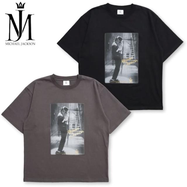 【送料無料】メンズ マイケルジャクソン Michael Jackson フォトプリント 箔プリント 半袖 Tシャツ 半袖Tシャツ ティーシャツ キングオブポップ MJ バンドT ユニセックス レディース グレー チャコール 黒 ブラック