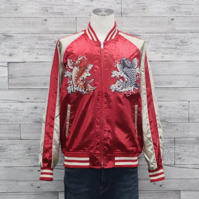 送料無料】 メンズ スカジャン 朧 ブルゾン アウター ジャケット 鯉