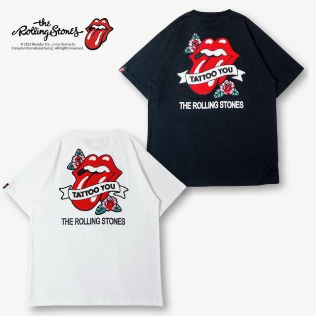 【送料無料】メンズ THE ROLLING STONES ローリングストーンズ JACKROSE ジャックローズ コラボ 半袖 Tシャツ ティーシャツ サガラ 刺繍 Tattoo You 刺青の男 ユニセックス 白 ホワイト 黒 ブラック