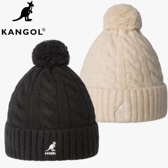 【送料無料】KANGOL カンゴール 正規品 ニット帽 ビーニー 帽子 ニットキャプ ポンポン ボンボン カンガルー ロゴ 刺繍 メンズ レディース ユニセックス アイボリー 黒 ブラック