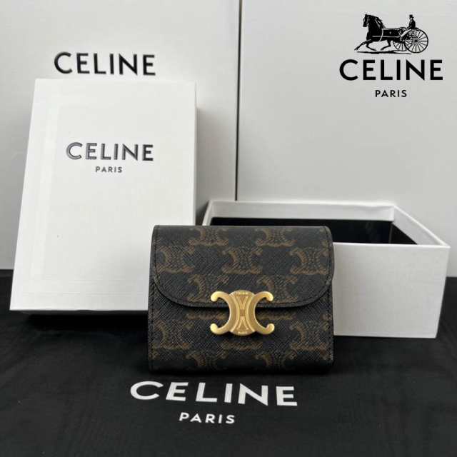 営業 新品CELINE トリオンフ スモールフラップ 三つ折り財布 リール ...