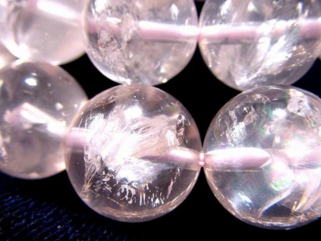 アイリスローズクォーツ ブレスレット 12.5mm-13mm×17珠前後 神秘の虹光が宿る透明美 幸運を導くスター入りの珠も 天使と女神の守護を纏う癒しの石 モザンビーク産 パワーストーン 天然石 恋愛PO