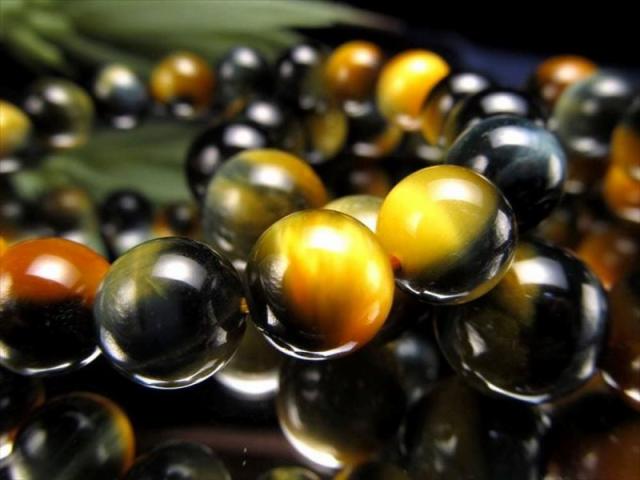 大珠 ツートンタイガーアイ ブレスレット 16mm-16.5mm×14珠前後 ツートンカラー 艶感抜群 ゴールド&ブルーの光沢 幸運を招く聖なる石 南アフリカ産 パワーストーン 天然石