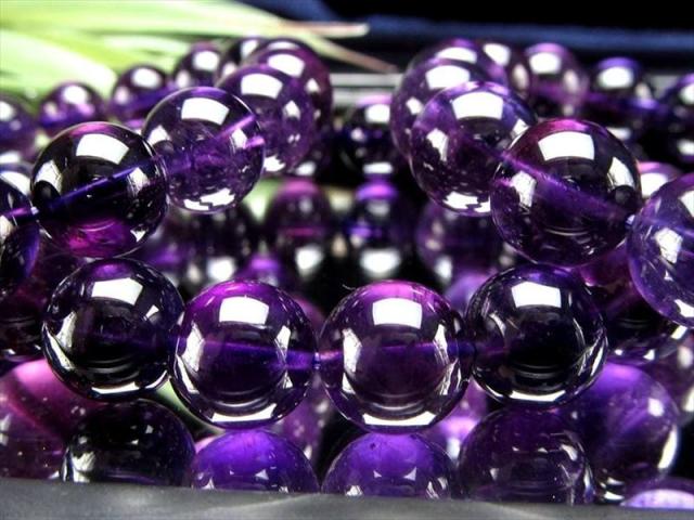 超濃色パープル 3A アメジスト 紫水晶 ブレスレット 約7mm-7.5mm×26珠 濃色アメジストブレスレット