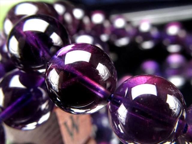 超濃色パープル 3A アメジスト 紫水晶 ブレスレット 約7mm-7.5mm×26珠 濃色アメジストブレスレット