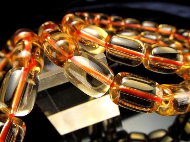 最高級5A 宝石質シトリン ぷっくりチューブブレスレット 幅約8.5mm-9mm 幸運の石 丸みのあるチューブ型 ブラジル産の通販は