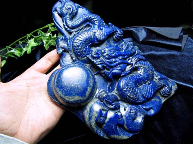 ️限定品極上開運龍彫刻ラピスラズリ 龍 龍彫り 原石 天然石 置物 一点物