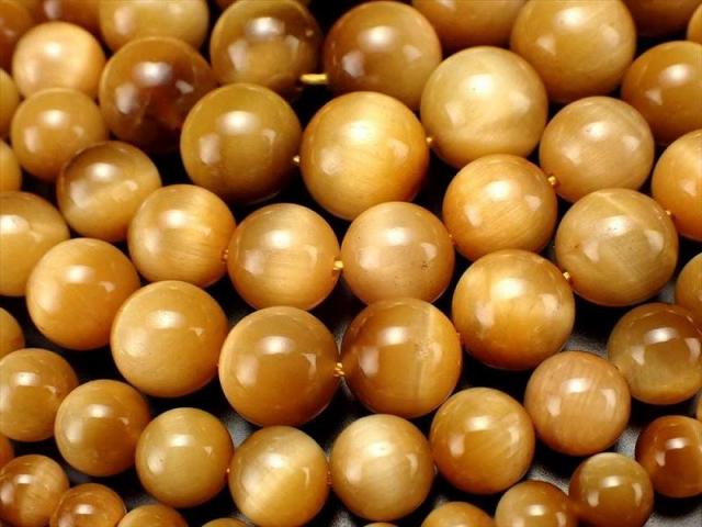 ○【激安宣言】AAA+【約10mm珠 極上タイガーアイ(イエロー