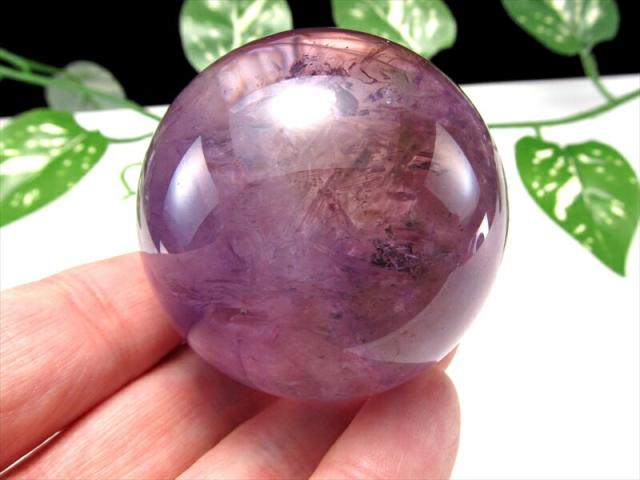 虹入り アメトリン 丸玉 台座付き 直径49.7mm 重さ170g 紫黄水晶 透明