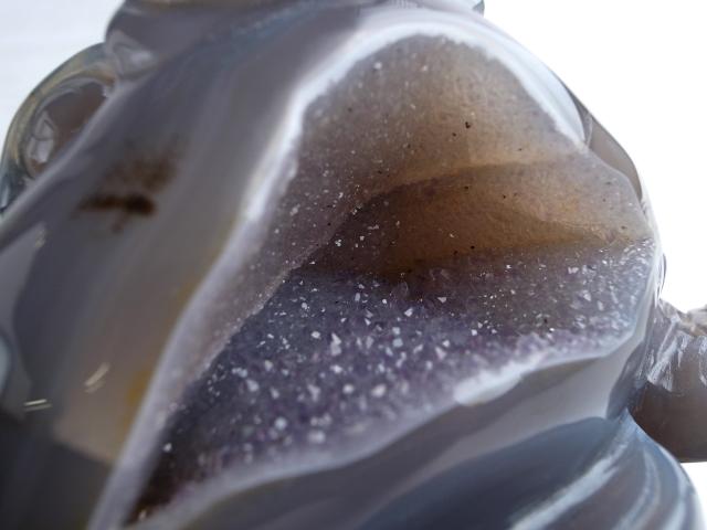 天然石グリーン瑪瑙の笑い口　置物　D.157 天然石グリーン瑪瑙の笑い口 置物 D.157