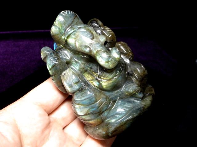 ロングイ 貔貅 ラブラドライト 天然石 置物 レインボーシラー ロングイ