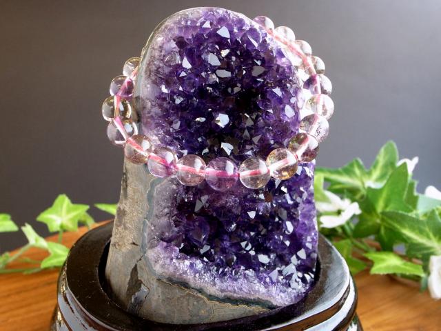 hashiさん専用　パワーストーンのブレス 5A アメジスト クラスター スタンドタイプ 台座込みの高さ125mm 重さ