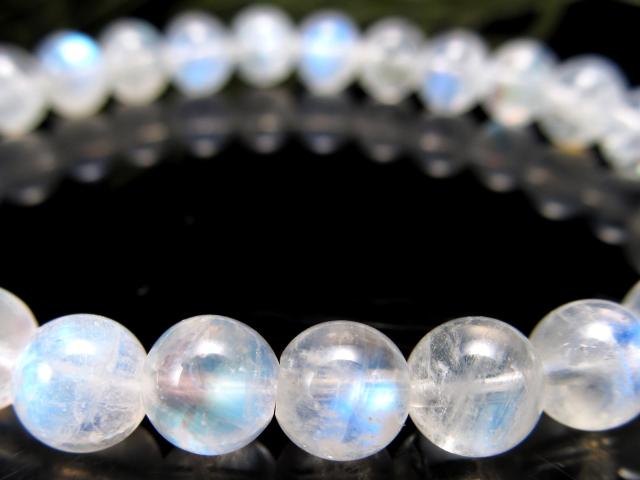 5A ブルームーンストーン ブレスレット 6.5mm-7mm×28珠 美麗ブルー