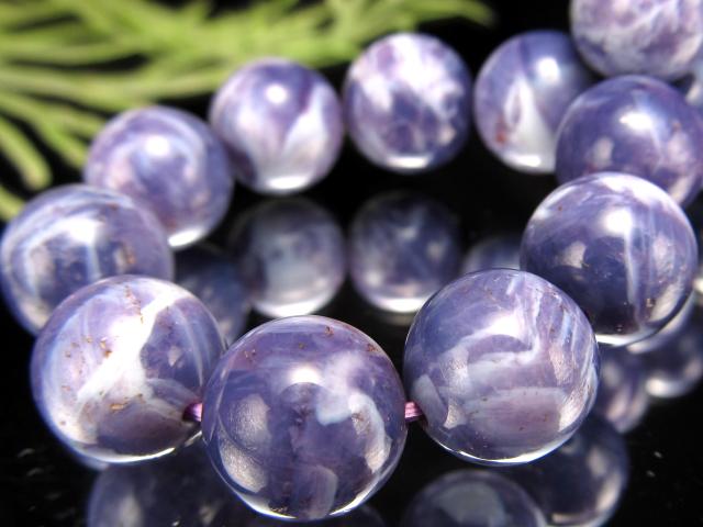 ラベンダーカラー マーブルスコロライト ブレスレット 10.5mm-11mm×19珠 幻想的な色彩 スコロライト アメジスト 癒しの石 ブラジル産 パワーストーン 天然石