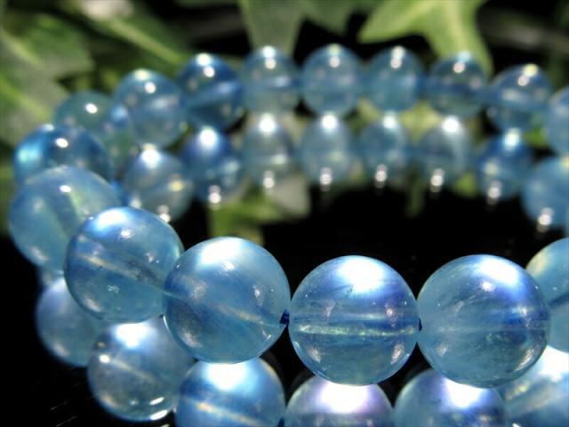 3A+ 潤いある透明感 アクアマリン ブレスレット 9.5mm-10mm×20珠 3月誕生石 海の守護石 美しい若さと幸せな喜びの象徴 月の女神『ディアナ』の石 幸せな結婚の象徴 一点物 ブラジル産 パワーストーン 天然石_3