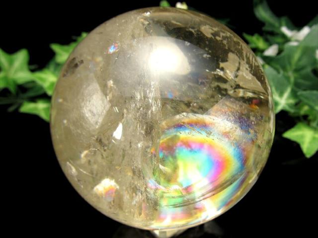 超透明 5A 虹入り シトリン 丸玉 台座付き 直径71mm 重さ498.5g 透明感抜群 金運 財運 幸運 お守りにも 一点もの ブラジル産 パワーストーン 天然石_2