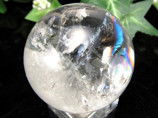 超希少 虹・貫入入り 超透明 マニフェストクォーツ 丸玉 置物 台座付き 直径37mm 重さ70.9g 激レア くっきり貫入水晶 レインボー 虹入り水晶 クォーツ・イン・クォーツ 極上一点物 ブラジル産 パワーストーン 天然石_6