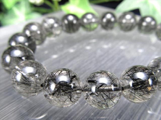 超透明 繊細針 5A ブラックルチル クォーツ ブレスレット 11mm-11.5mm 