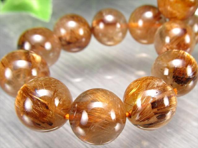 タイガーの束針 3A+ タイガータイチンルチルクォーツ ブレスレット 11mm-11.5mm×18珠 アンティークゴールド タイチン ブラウンゴールド針も 一点物 ブラジル産 パワーストーン 天然石