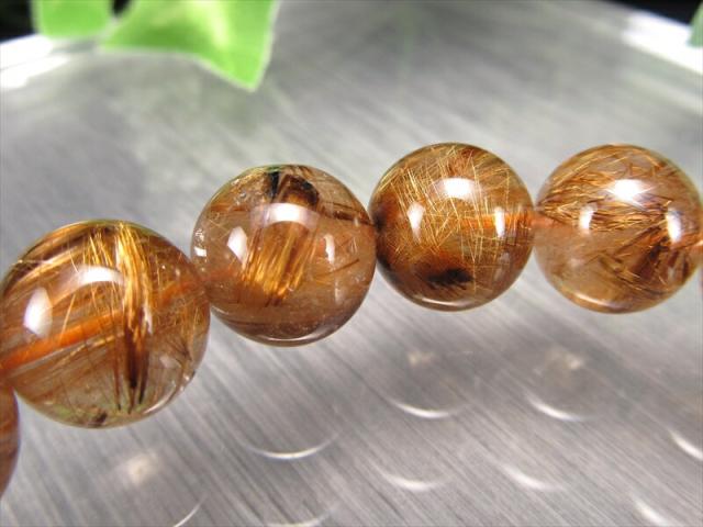 タイガーの束針 3A+ タイガータイチンルチルクォーツ ブレスレット 11mm-11.5mm×18珠 アンティークゴールド タイチン ブラウンゴールド針も 一点物 ブラジル産 パワーストーン 天然石_4
