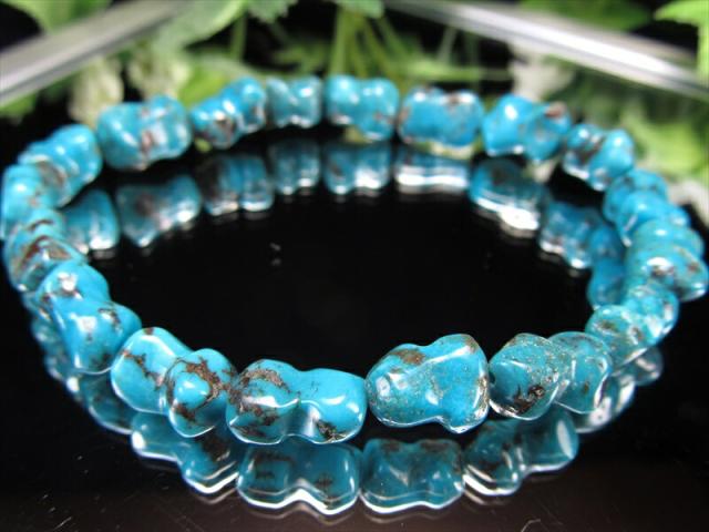 極上ブルーのキングマン鉱山産 キングマン ターコイズ トルコ石 タンブルカット ブレスレット 約8mm-12mm×18珠 歴史ある宝石の一つ 天の神が宿る聖なる守護石 12月の誕生石 一点物 アリゾナ州キングマン鉱山産 パワーストーン 天然石_1