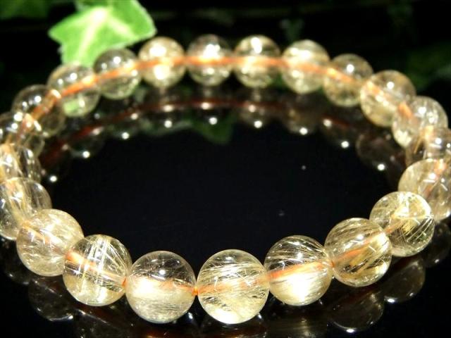 店頭展示中 女神の黄金髪 5A ヴィーナスヘアゴールドルチルクォーツ ブレスレット 8.5mm-9mm×22珠 ギラギラゴールド 金運の代表石 一点もの ブラジル産 bl-p パワーストーン 天然石_1