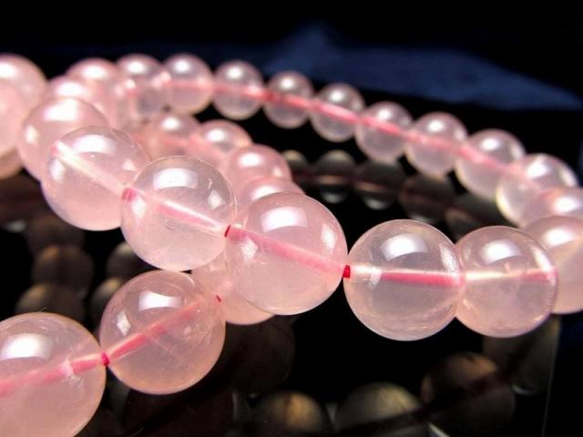 【限界市場】北投石＆ローズクォーツ 10ｍｍ ブレスレット b　送料無料 10mm玉ブレスレット（玉川産北投石） 北投石・源泉希釈水・販売商品