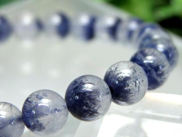 水晶に咲く群青の花 5A 濃い デュモルチェライト イン クォーツ ブレスレット 7mm-7.5mm×25珠(ロイヤルブルーガーデン クォーツ)一点もの ブラジルの通販は 31,130円