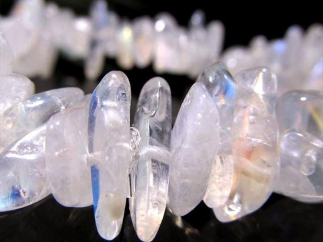 ムーンストーン　ブレスレット　レインボーシラー　天然石 ブレス ホワイトラブラドライト(レインボームーンストーン