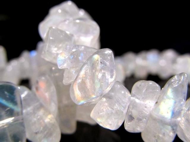 ムーンストーン　ブレスレット　レインボーシラー　天然石 ブレス ホワイトラブラドライト(レインボームーンストーン