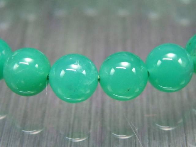 ぷるんと透明感 3A+ クリソプレーズ ブレスレット 7.5mm-8mm×25珠 隠れた才能を引き出す石 艶やかアップルグリーンの希少石 1点もの オーストラリア産 パワーストーン 天然石