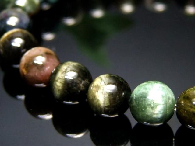 全珠キャッツアイ 4A+ キャッツアイ トルマリン ブレスレット 8mm-8.5