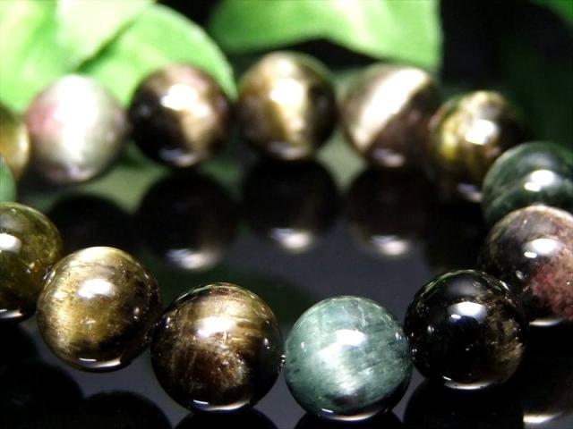 全珠キャッツアイ 4A+ キャッツアイ トルマリン ブレスレット 8mm-8.5 