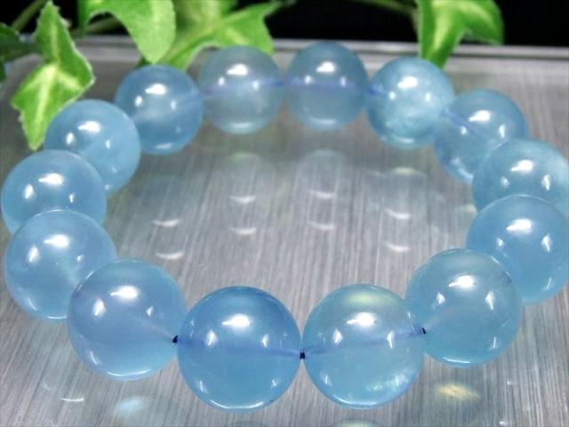 透明タイプ AA+ 大珠 アクアマリン ブレスレット 15.5mm-16mm×14珠 3月誕生石 透き通ったアクアブルーカラー 藍柱石 月の女神 ディアナ の石 一点物 ブラジル産 パワーストーン 天然石