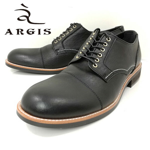 アルジス ARGIS 71140 ビジネス 6アイレット ギブソン 外羽根 ブラック ストレートチップ ハトメ 本革 革靴 【メンズ】の通販は
