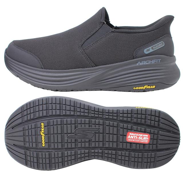 スケッチャーズ メンズ スリッポン スニーカーSKECHERS ブラック