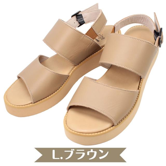 レシピ 日本製 レディース サンダル 厚底 レザー Recipe ブラック L