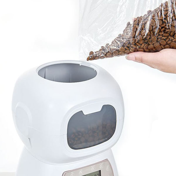 マルカン　ペット用オートフィーダーキュート　CT-568　自動給餌器　ペット　録音機能　おしゃれ　可愛い　かわいい　ホワイト　白　ブラウン　ベージュ_4