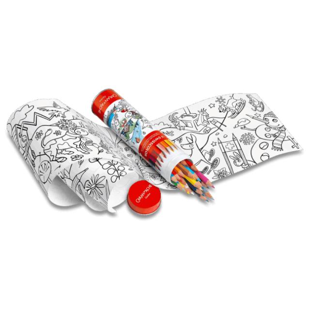 カランダッシュ スイスカラー 水溶性色鉛筆 18色＋塗り絵 チューブ缶