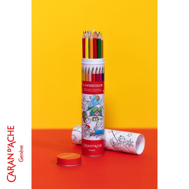 カランダッシュ スイスカラー 水溶性色鉛筆 18色＋塗り絵 チューブ缶