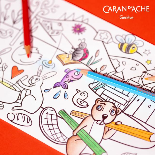 カランダッシュ スイスカラー 水溶性色鉛筆 18色＋塗り絵 チューブ缶