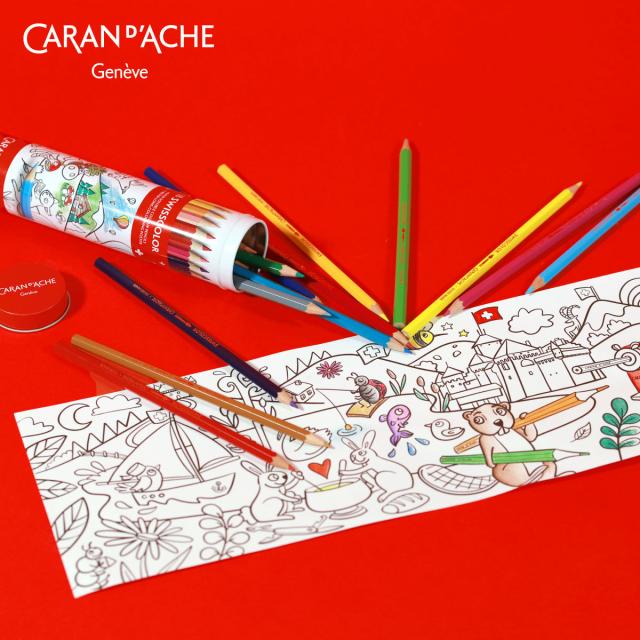スイス　色鉛筆と塗り絵　18COLOR カランダッシュ スイスカラー 水溶性色鉛筆 18色＋塗り絵 チューブ缶