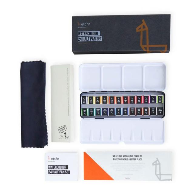 エッチャー(Etchr) 固形水彩絵具 24色セット ハーフパン (275248)_2