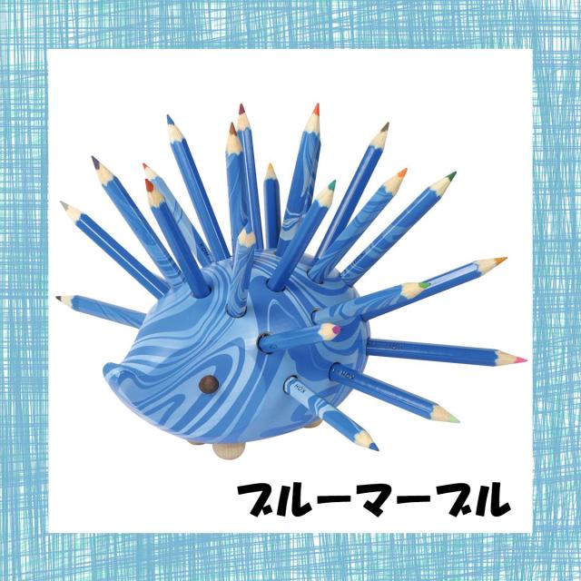 コヒノール ハリネズミ 色鉛筆スタンド 24色 ブラウン ブルー ブルー