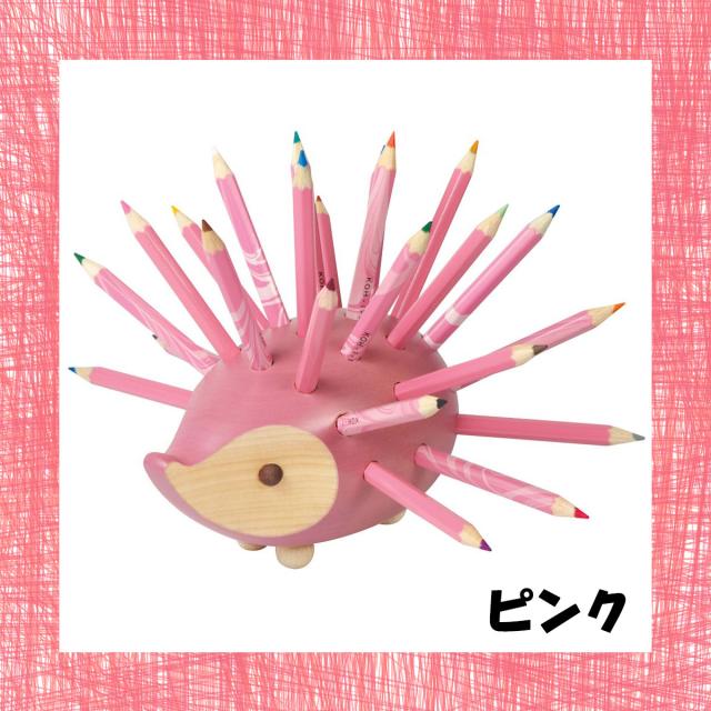 コヒノール ハリネズミ 色鉛筆スタンド 24色 ブラウン ブルー ブルー