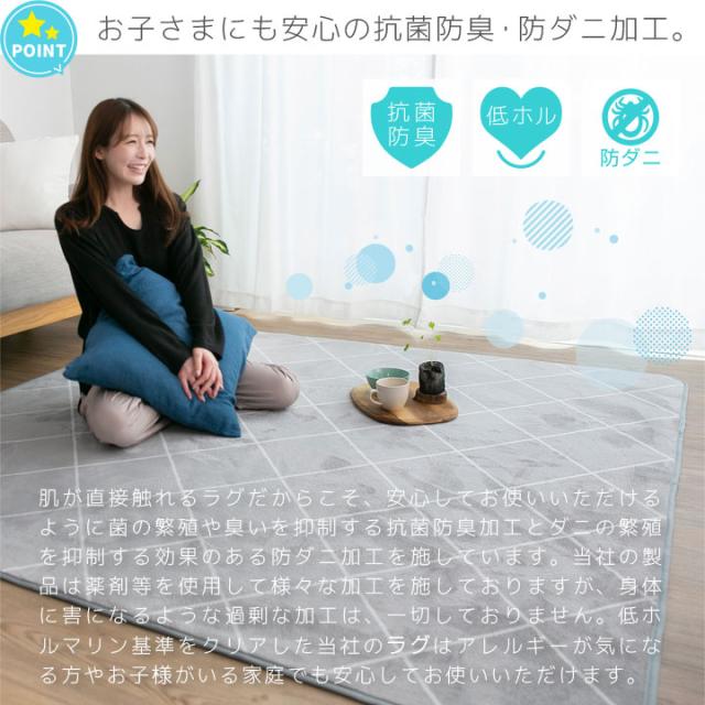 ラグ 洗える オールシーズン 185×185 2畳用 北欧 防ダニ 滑り止め付