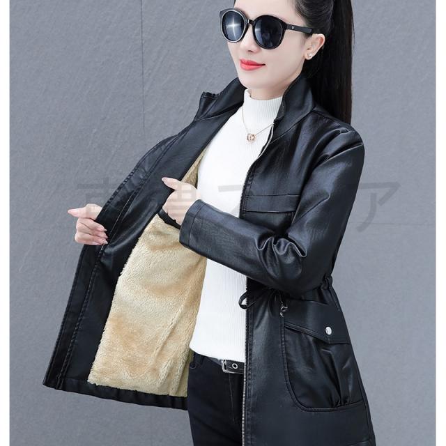 送料無料 レディース レザージャケット 革ジャン PU ショート丈 カジュアル 高級感 人気 暖かい バイクジャケット 大人 冬服 秋アウター 細身 送料無料 レディース レザージャケット 革ジャン PU ロング丈 母の日