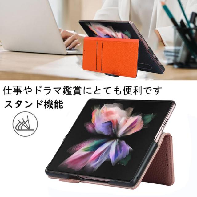 本革 Galaxy Z fold 4 ケース 手帳型 samsung zfold3 5g カバー ペン