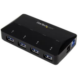 StarTech.com USBハブ/USB 3.0/USB-A - 4x USB-A + 1x 急速充電ポート/ブラック(ST53004U1C) 取り寄せ商品